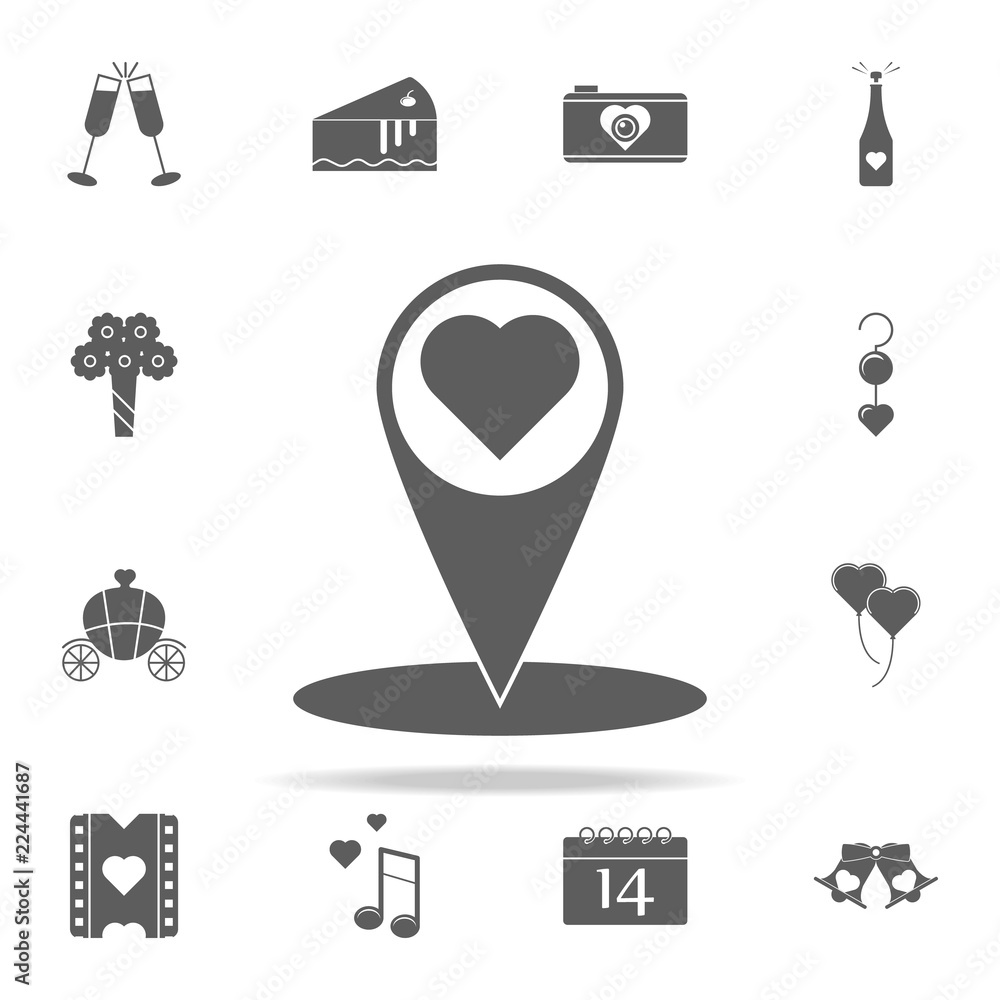 Poster dot on card with heart icon. romance icons universal set for web and mobile