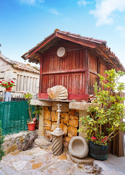 Horreo in Combarro village Pontevedra Galicia Spain