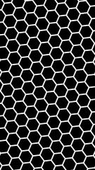 White honeycomb on a black background. Vertical image orientation. Isometric geometry. 3D illustration