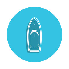 yacht icon in badge style. One of Ships collection icon can be used for UI, UX