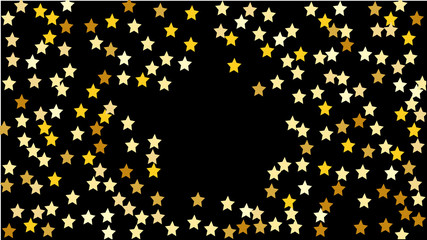 Abstract Background with Many Random Falling Golden Stars Confetti .