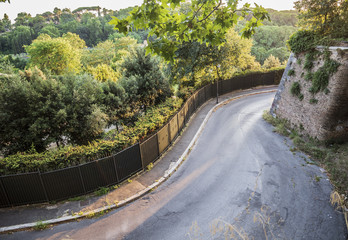Curvy road in Rome, Italy