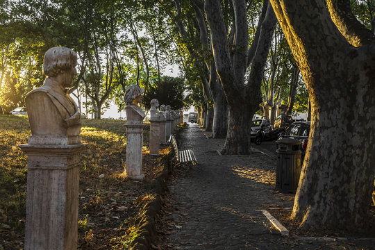 Busts of Italian patriots on the Janiculum Hill (Rome, Italy)