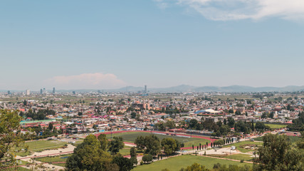 Panoramic view of Puebla city in Mexico
