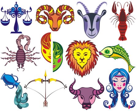 Graphic signs of the funny Zodiac