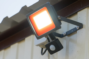 Led spotlight with motion sensor. Place for your text.