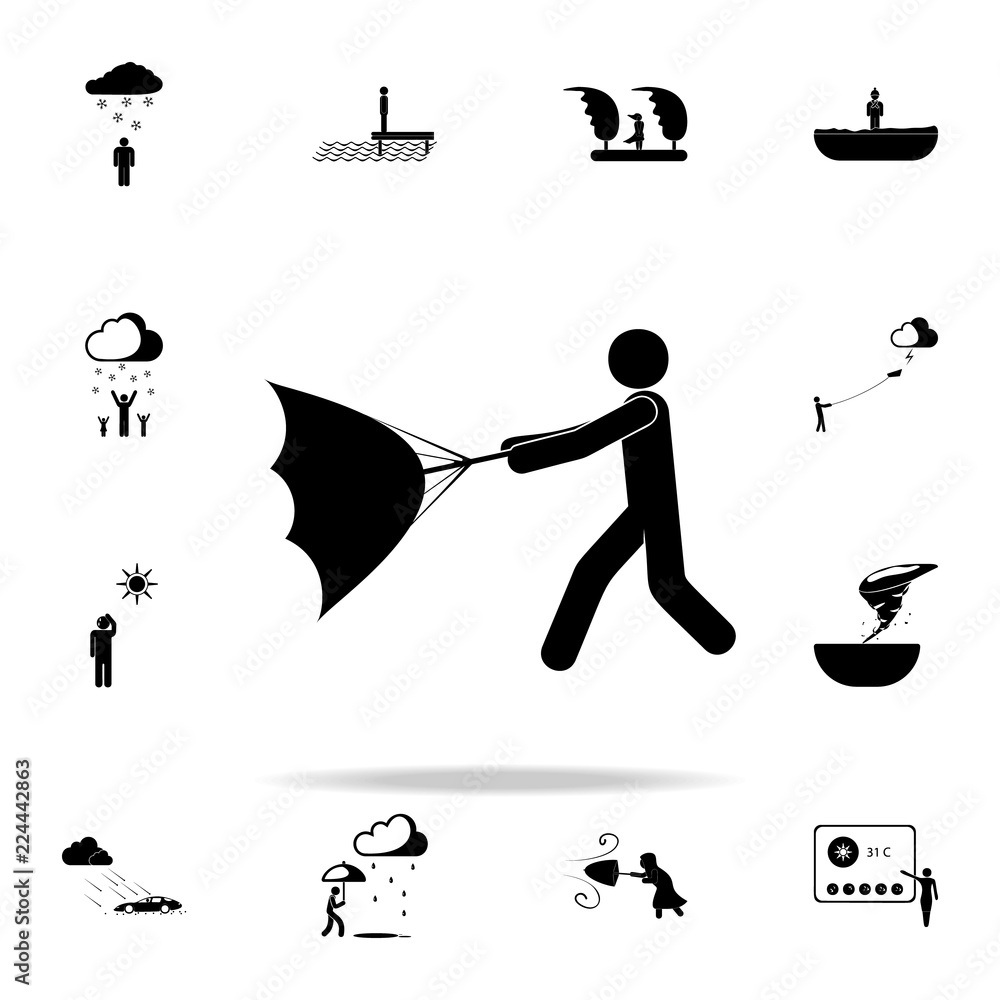 Aufkleber a man with an open umbrella sign icon. weather icons universal set for web and mobile