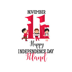 11 november, Poland Happy Independence Day greeting card.