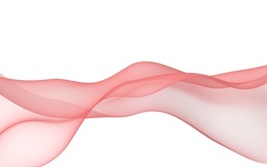 Abstract light red wave. Bright light red ribbon on white background. Abstract red smoke. Light red scarf. Raster air background. 3D illustration