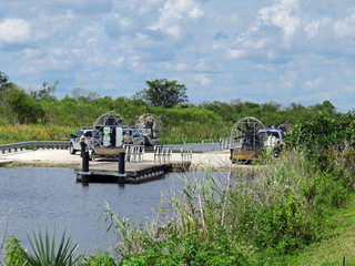 FWC Law Enforcement and airboats on the swamp of I-75 known as Alligator Alley Florida