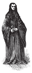 Benedictine Monk vintage illustration. - obrazy, fototapety, plakaty