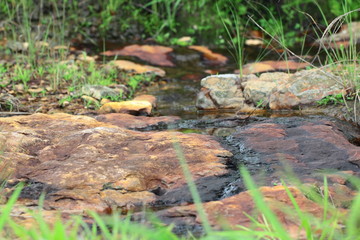 Small stream on the rocky plain in tropical forest,Thailand