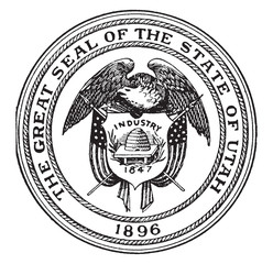 The Great Seal of the State of Utah, 1896, vintage illustration