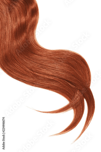 Curl Of Natural Henna Hair On White Background Wavy Ponytail