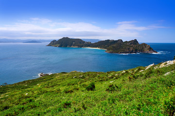 Fototapeta na wymiar Islas Cies islands San Martino island in Vigo Galicia