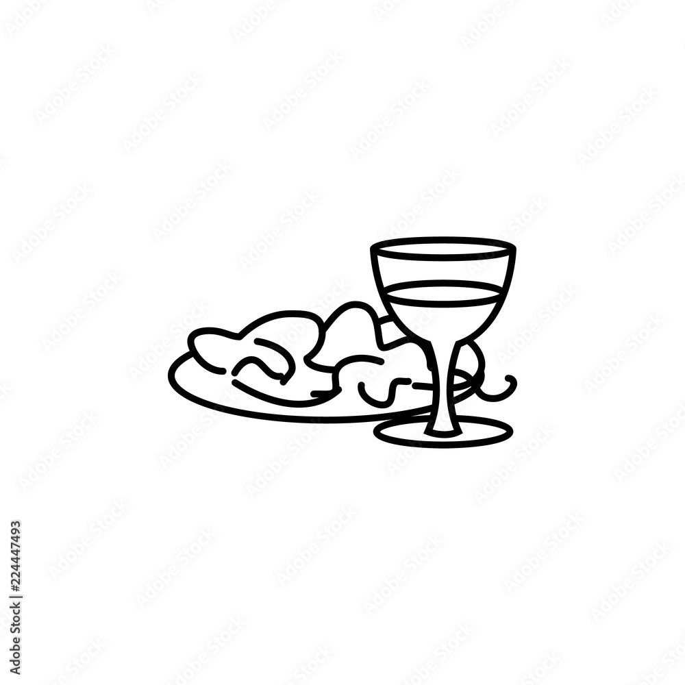 Poster salad with glass of wine icon. element of fast food for mobile concept and web apps icon. thin line 