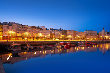 La Coruna sunset port marina in Galicia Spain