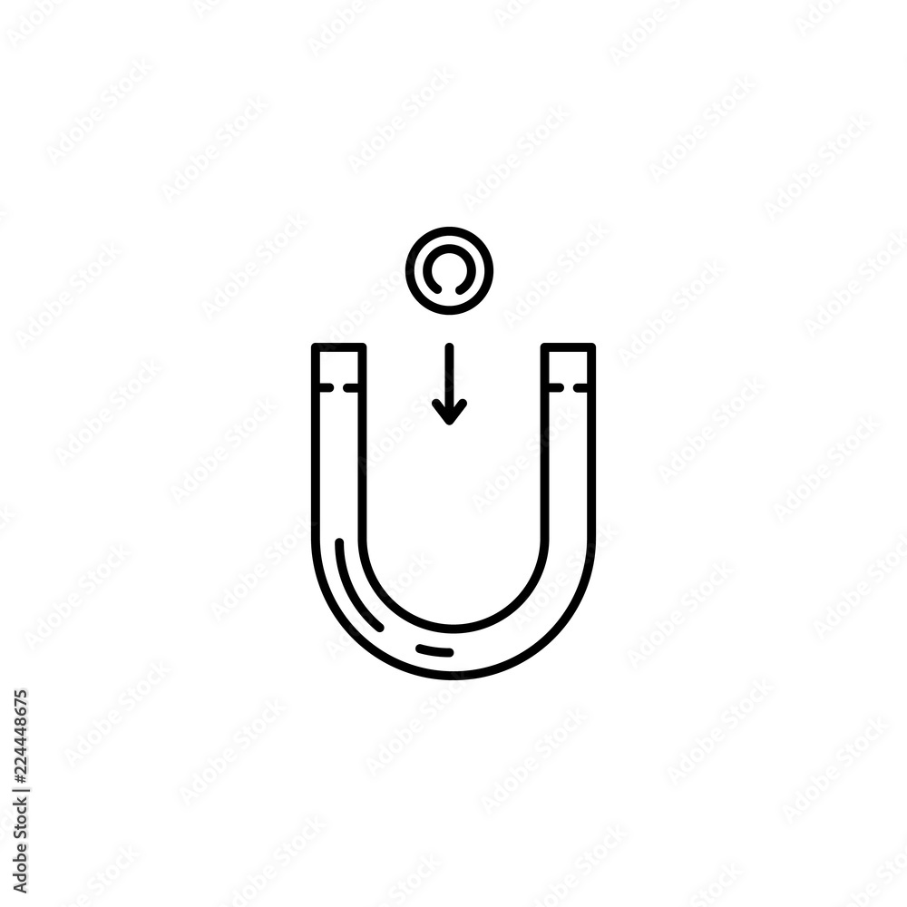 Poster attracting magnet icon. element of physics science for mobile concept and web apps icon. thin line i