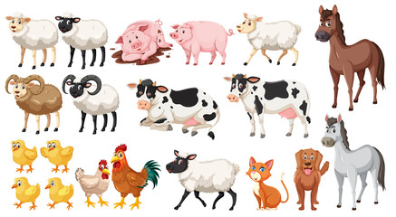 Set of farm animals