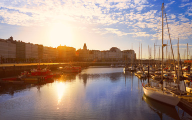 La Coruna Port sunrise in Galicia of Spain