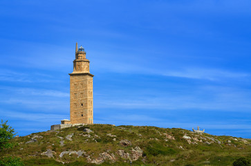 Fototapeta na wymiar La Coruna Hercules tower Galicia Spain