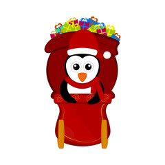 Penguin on a christmas sledge