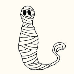 Fototapeta premium Halloween mummy silhouette isolated on white