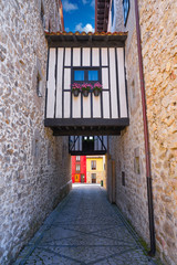 Llanes village facades in Asturias Spain