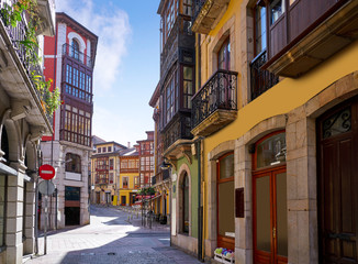 Fototapeta na wymiar Llanes village facades in Asturias Spain