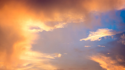 Cloudy sky  Evening sun background