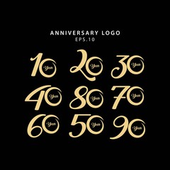 Year Anniversary Set Vector Template Design Illustration