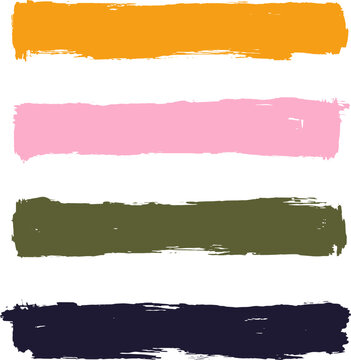 Vector set of hand drawn brush strokes in rectangular shape for backdrops. Colorful artistic hand drawn backgrounds. Hand drawn list, elements for design.
