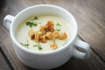 bowl of chicken or mushroom soup