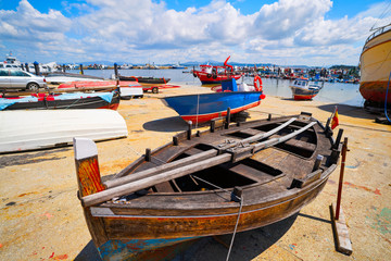 Fototapeta na wymiar O Grove Ogrove port with fishing boats Pontevedra
