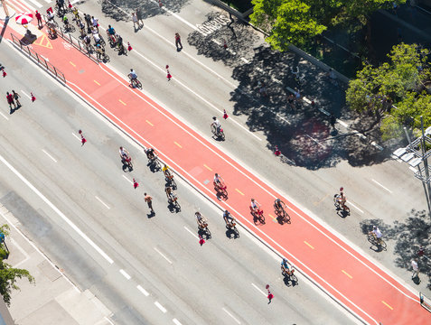 Fototapeta Aerial view of Paulista Avenue in Sao Paulo.