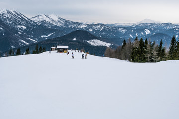 Fototapeta na wymiar Snow-capped mountains for skiing