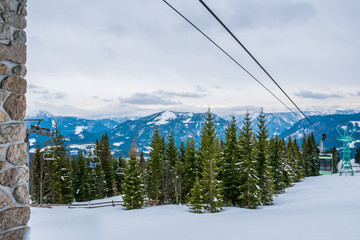 Snow-capped mountains for skiing