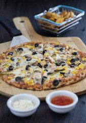 hot home made pizza ready for serve