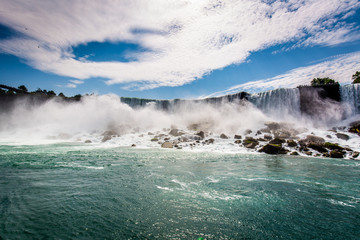 Niagara waterfall in summer view across the border