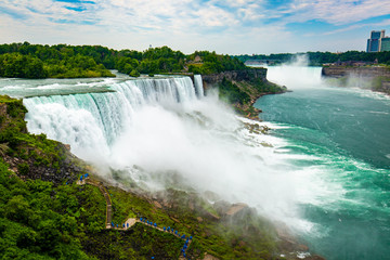 Fototapeta na wymiar Niagara waterfall in summer view across the border