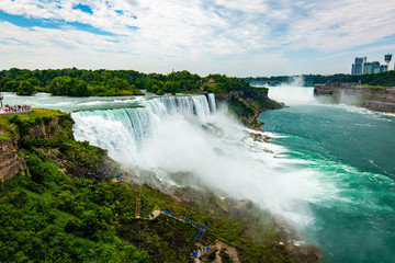 Fototapeta na wymiar Niagara waterfall in summer view across the border