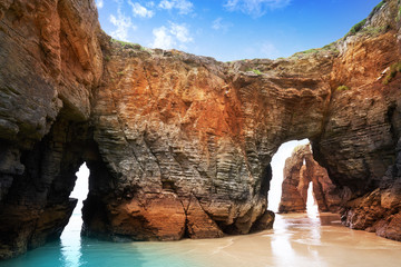 Playa las catedrales Catedrais beach in Galicia Spain © lunamarina