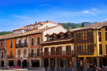 Potes village facades in Cantabria Spain