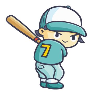 Cute and funny cool baseball player ready to hit the ball - vector