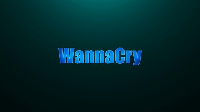 Letters of WannaCry text on background with top light, 3d rendering background, computer generating