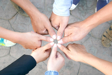 Hand of people assemble corporate Meeting Teamwork and harmonious Symbol