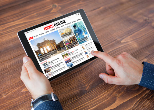 Sample online news website on tablet