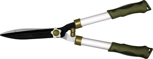 Close up of garden scissors for Trimming bushes isolated on