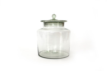 cleared glass jar on white background