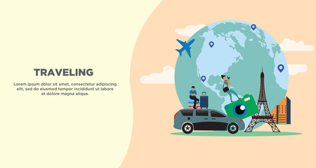 travelling illustration vector concept for background  banner  web  wallpaper.